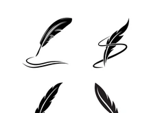 Feather quill design icon and logo illustration classic stationery