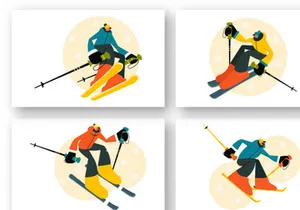 9 Skiing Winter Sport Activities Illustration