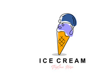 Ice Cream Logo Design, Fresh Sweet Soft Cold Food Illustration, Children's Favorite Vector, Product Brand