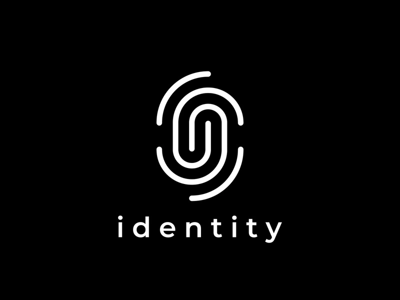 Modern human fingerprint logotype. Fingerprint for identity, business card, technology, digital.