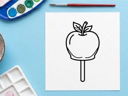 Hand-drawn apple illustration with leaf. Simple fruit sketch for design and educational use.