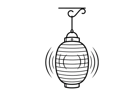 Lampion kertas gantung bercahaya lembut dalam dekorasi minimalis. Fitur lampu tradisional Asia memancarkan iluminasi hangat yang nyaman untuk interior yang tenang.