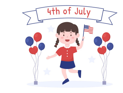 14 4th July Happy Independence Day USA Illustration