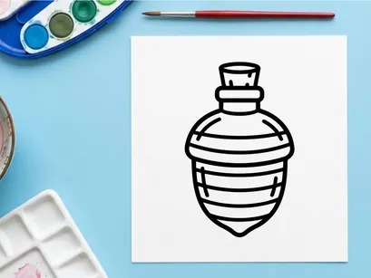 Magic potion bottle icon. Vector illustration of a wizard elixir flask.