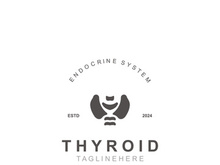 Thyroid Gland human Endocrine System structure logo thyroid care simple template design