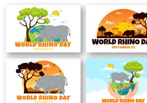 13 World Rhino Day Vector Illustration