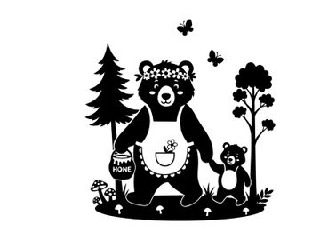 Mother bear silhouette with flower crown and apron preview picture