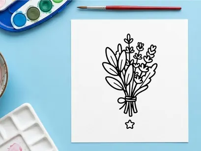 Hand-drawn white lily of the valley bouquet with ribbon. Delicate spring floral illustration for greeting cards and wedding decor.