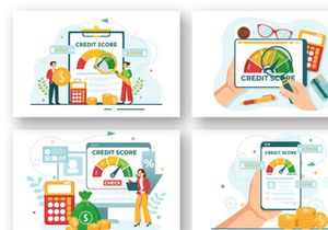 14 Credit Score Vector Illustration