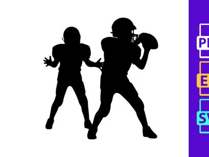 American football players in action silhouette illustration