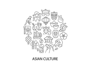 Asian culture abstract linear concept layout with headline preview picture