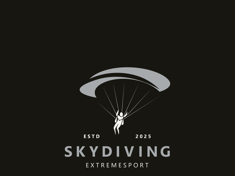 Skydiving logo sport high adventure Inspiration Silhouette Paragliding Template