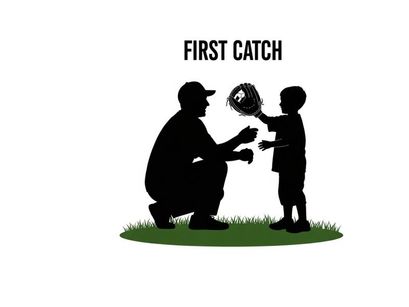 Silhouette of a man and boy with baseball glove first catch silhouette