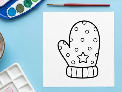 Sarung tangan Halloween bergambar tangan dengan titik-titik dan bintang. Sarung tangan kartun musim dingin yang nyaman untuk desain musim liburan yang meriah.