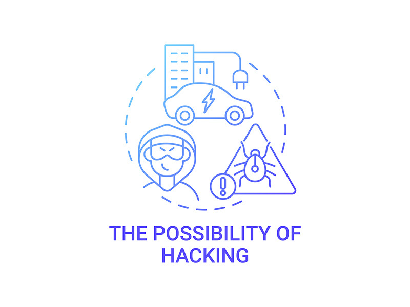 EV hacking threat concept icon.