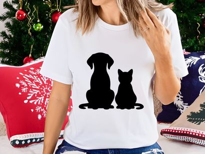 Dog and Cat Sitting Silhouettes