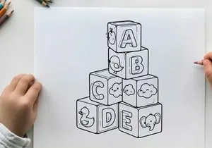 Alphabet blocks with animals vector illustration flat design