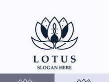 Floral Lotus line art beauty simple and modern logo template vector