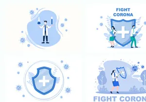 16 Fighting With Corona Virus Flat Illustration