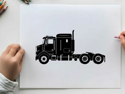 Silhouette of a semi truck with trailer hitch