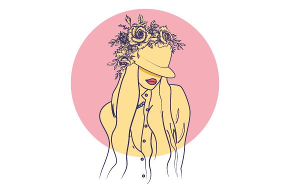 Line Art Flower Drawing Women