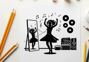Silhouette of a woman dancing to music silhouette