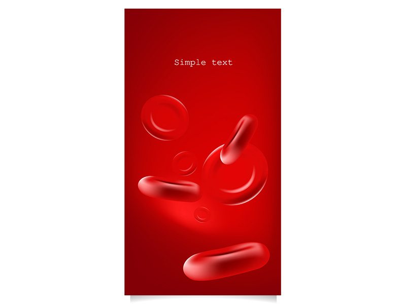Red blood cells 3d color vector background with text space
