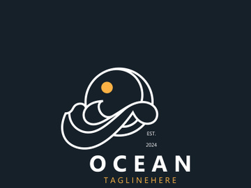 Minimalist ocean logo design with a round shape, ocean beach, sea water, simple, unique and modern preview picture