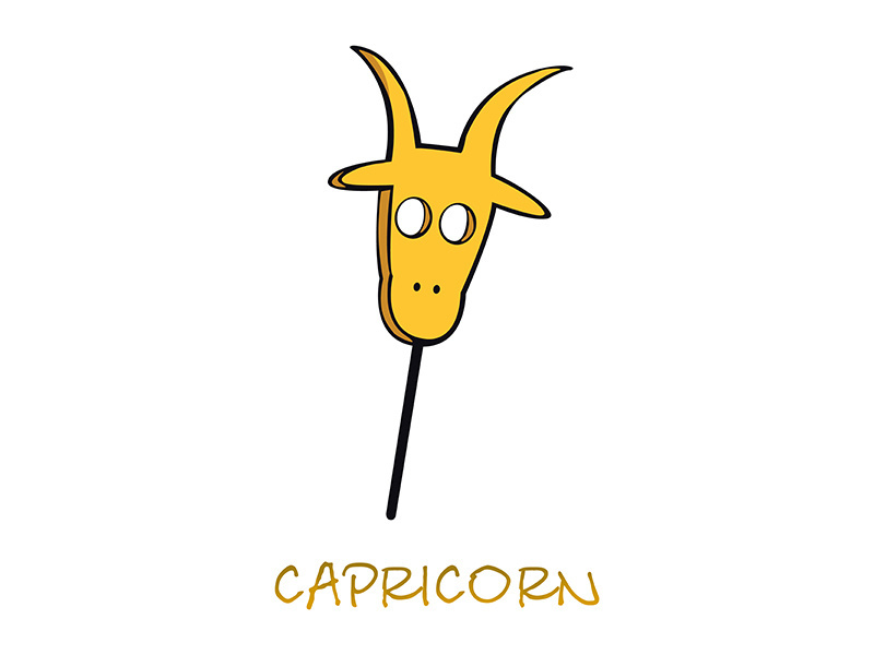 Capricorn zodiac sign accessory flat cartoon vector illustration