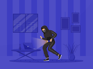 Home invasion flat color vector illustration preview picture