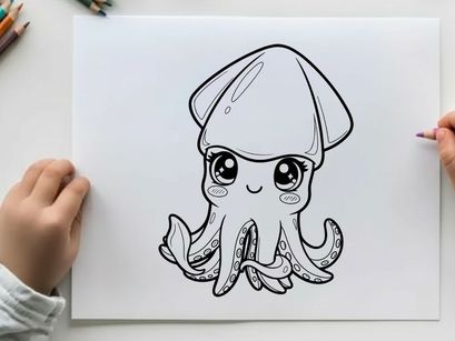 Cute cartoon octopus mascot vector illustration flat design