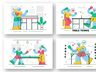 10 Table Tennis Sports Illustration