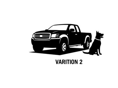 Silhouette of a pickup truck and dog varition 2