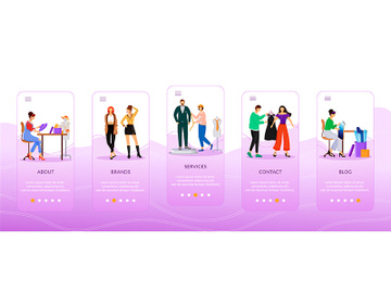 Designers work onboarding mobile app screen flat vector template preview picture