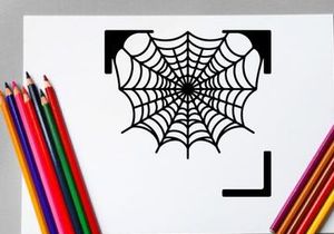 Black and White Spider Web with Dew Drops for Halloween or Nature Themes