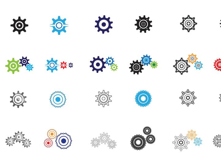 Gear machine logo set bundle