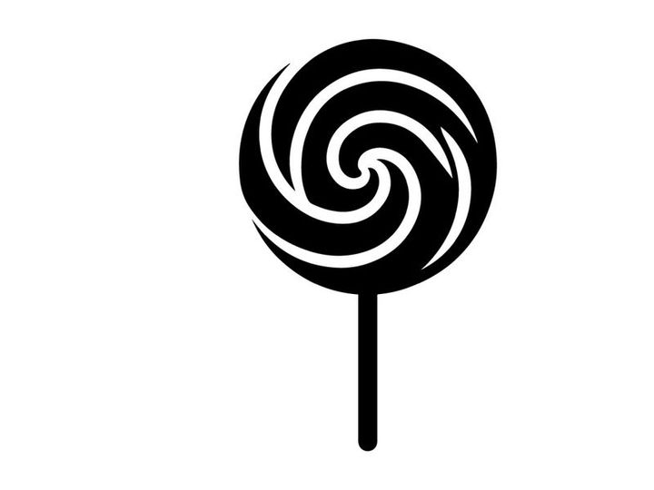 Black and White Spiral Lollipop on Stick for Candy and Confectionery