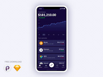 CryptoWallet - Free Mobile App template preview picture