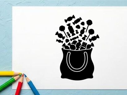 Silhouette eines Einkaufsbeutels gefüllt mit Blumen und Pflanzen