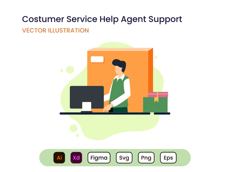 Costumer Service Help Agent Support vector illustration