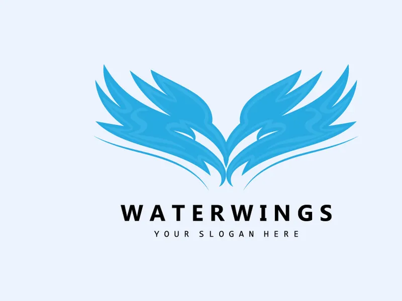 Water Wave Logo, Earth Element Vector, Water Wings Logo Design Style, Brand Icon, Sticker