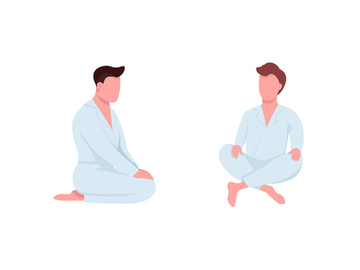 Martial arts students flat color vector faceless character set preview picture