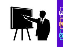 Businessman presenting on easel board