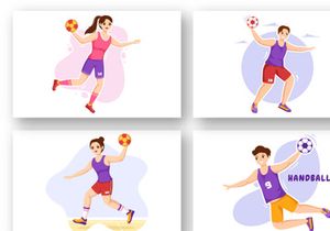 12 Handball Sports Illustration