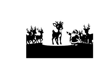 Santa claus and reindeer silhouette on a white background for christmas preview picture