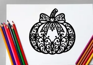 Intricate Halloween Pumpkin Silhouette with Decorative Pattern