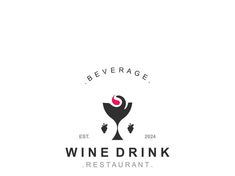 Wine drink Vintage logo label with glass or beer premium, bars, clubs, cafes company