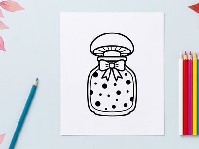 Cute Halloween spice jar with polka dots and bow. Festive seasoning container for autumn baking and holiday decor.