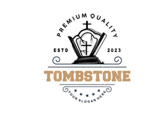 Tombstone Logo, Tomb Cemetery Cross, Vector Vintage