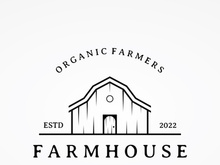 Logo design of organic farm house or barn or barn and animal farmhouse vintage.Vintage country logo.